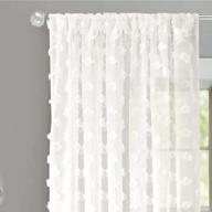 off-white sheer window curtains with pom pom embroidery - driftaway olivia white voile chiffon, set of 2 panels with rod pocket, 52"x 84 логотип
