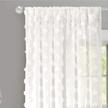 off-white sheer window curtains with pom pom embroidery - driftaway olivia white voile chiffon, set of 2 panels with rod pocket, 52"x 84 logo