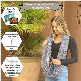 img 1 attached to 🧣 Infinity Scarf with Zipper Pocket - Women's Accessories, Scarves & Wraps