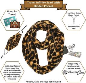 img 3 attached to 🧣 Infinity Scarf with Zipper Pocket - Women's Accessories, Scarves & Wraps