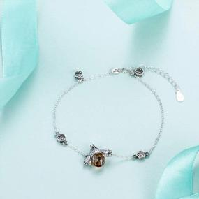 img 2 attached to Vintage Queen Bee Pendant Necklace And Bracelet Set With Brown Crystals - 925 Sterling Silver Jewelry For Women And Girls By EleQueen