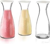 🍶 durable 3-piece glass carafe set - 1 liter pitchers in 10 inch tall jugs - perfect for parties, water or milk bottles logo