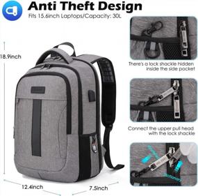 img 3 attached to Securely Carry Your Laptop And Books With Our Anti-Theft Business Backpack - 15.6Inch, Grey