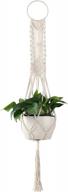cuttte macrame plant hangers, indoor outdoor hanging planter basket, hanging plant holders, decorative macrame hangers, 4 legs 43.3 inch, cream color, boho decor logo