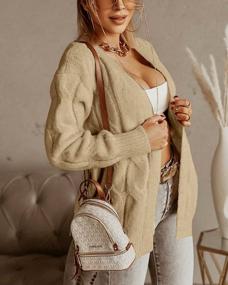 img 3 attached to Women'S Soft Cable Knit Cardigan - Long Sleeve Loose Fall Sweater