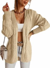 img 4 attached to Women'S Soft Cable Knit Cardigan - Long Sleeve Loose Fall Sweater