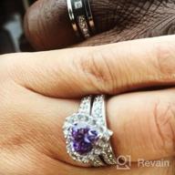 img 1 attached to Sterling Silver Halo Wedding Rings Set W/ Purple Heart CZ - Size 4-10 | BERRICLE review by Rebecca Bourassa