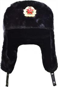 img 4 attached to Russian Soviet Army Sheepskin Cossack Ushanka Hat With Fur And Leather - Military Style