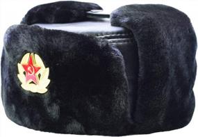 img 1 attached to Russian Soviet Army Sheepskin Cossack Ushanka Hat With Fur And Leather - Military Style