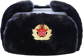 img 2 attached to Russian Soviet Army Sheepskin Cossack Ushanka Hat With Fur And Leather - Military Style