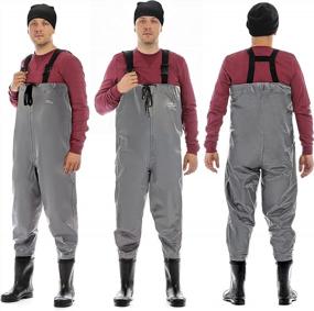 img 3 attached to Waterproof Fishing Waders For Men & Women With Boots - Foxelli 2-Ply Nylon/PVC Lightweight Bootfoot Chest Waders