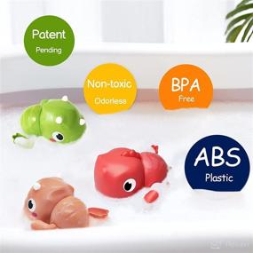 img 2 attached to 🦖 LiKee Floating Wind-up Dinosaurs Baby Bath Toys - Water Play Gift for Bathtub, Shower, Beach - Swimming Pool Games for Infant, Toddler, Kids - Boys & Girls Age 3 to 6 Years (Triceratops)