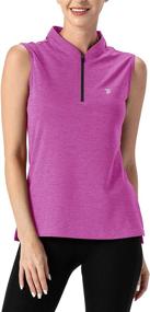 img 4 attached to Women'S UPF 50+ Golf Polo Shirt Sleeveless Zip Athletic Tank Top Quick Dry UV Protection