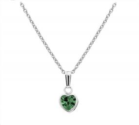 img 1 attached to Charming 13-Inch Sterling Silver Heart Pendant Necklace With Simulated Birthstone: Perfect For Your Little Girl
