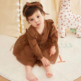 img 2 attached to Adorable And Stylish SOBOWO Tutu Ruffle Romper Dress For Baby Girls: Perfect Fall Outfit With Matching Headband
