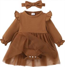 img 4 attached to Adorable And Stylish SOBOWO Tutu Ruffle Romper Dress For Baby Girls: Perfect Fall Outfit With Matching Headband