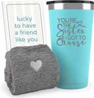best friend birthday gifts for women - best friend friendship gifts set - sister i got to choose unique birthday gifts for women bff, bestie, friend - gift set with tumbler, fuzzy socks, card logo