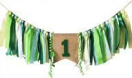baby boy's girl's 1st birthday decorations kit - jungle theme photo booth props, green burlap highchair banner for baby first birthday party decorations logo
