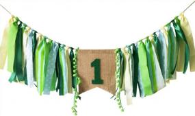 img 4 attached to Baby Boy'S Girl'S 1St Birthday Decorations Kit - Jungle Theme Photo Booth Props, Green Burlap Highchair Banner For Baby First Birthday Party Decorations