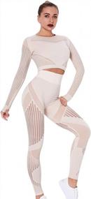 img 4 attached to Seamless Women'S Activewear Set: High-Waist Leggings And Crop Top For Yoga And Workout - 2 Piece Tracksuit.