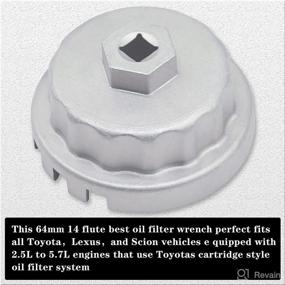 img 2 attached to 🔧 Enhanced Oil Filter Wrench for Toyota, Lexus, Scion: Camry, Tundra, Highlander (2.0-5.7L Engine), with 64mm Cartridge-style Filter Compatibility