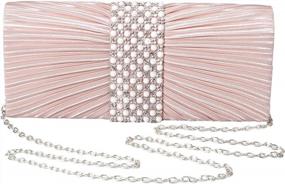 img 4 attached to Satin Clutch Purse For Women With Pearl And Diamond Embellishments, Perfect For Parties, Weddings, And Bridal Events - Includes Chain Strap