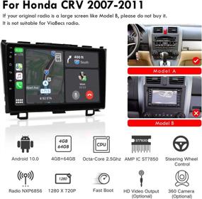 img 3 attached to 🚗 ViaBecs 9" Touch Screen Head Unit Carplay for Honda CRV 2007-2011: Android 10.0 Car Stereo with Bluetooth, Rear/Front-View Camera Support, AM/FM, USB & Android Auto