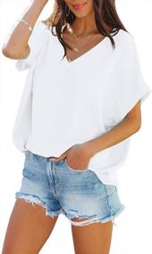 img 4 attached to Stay Chic This Summer With Cordat'S Women'S V-Neck Short Sleeve Tops