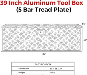 img 2 attached to 🔒 Серебристый алюминиевый ящик инструментов для грузовика повышенной надежности - 39x13x10 дюймов - прицепной инструментальный ящик с замком и ключами