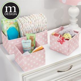 img 2 attached to mDesign Kids Room Organizer: Soft Fabric Dresser Drawer and Closet Storage for Nursery, Playroom, Bedroom - Polka Dot Print - Set of 12 (Pink/White)