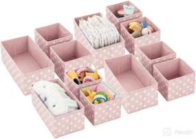 img 4 attached to mDesign Kids Room Organizer: Soft Fabric Dresser Drawer and Closet Storage for Nursery, Playroom, Bedroom - Polka Dot Print - Set of 12 (Pink/White)