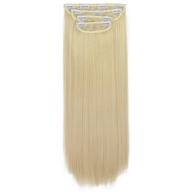 reecho 24" straight long 4 pcs set thick clip in on hair extensions natural blonde logo