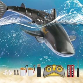 img 4 attached to 2.4G 1:16 Scale High Simulation Remote Control Shark Pool Toys - Rechargeable RC 🦈 Water Shark Toy for All Ages - Perfect Gift for Boys, Girls, and Adults (Black)