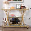 entertain in style with the homyshopy gold bar serving cart: mobile wine cart with glass holder and wine rack, 3-tier kitchen trolley with tempered glass shelves and gold-finished metal frame logo