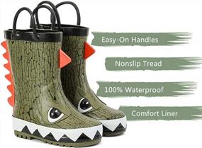 img 2 attached to ALEADER Kids Waterproof Rubber Rain Boots - Fun Prints & Handles For Girls, Boys & Toddlers
