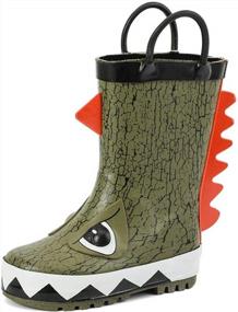 img 4 attached to ALEADER Kids Waterproof Rubber Rain Boots - Fun Prints & Handles For Girls, Boys & Toddlers