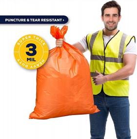 img 2 attached to Оранжевые мешки для мусора на 33 галлона | 1,5-миллионные вкладыши для мусорных баков | Plasticplace (100 штук) — 33 X 39 дюймов (W33RNG15)