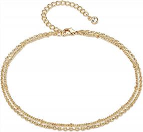 img 4 attached to Boho Chic: Fettero'S 14K Gold Plated Satellite Bead Chain Anklet For A Stylish Beach Look