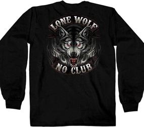 img 3 attached to Black Lone Wolf No Club Biker Long Sleeve T-Shirt by Hot Leathers