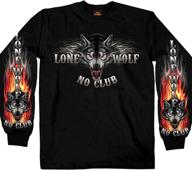 black lone wolf no club biker long sleeve t-shirt by hot leathers logo