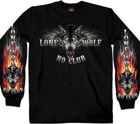 img 4 attached to Black Lone Wolf No Club Biker Long Sleeve T-Shirt by Hot Leathers