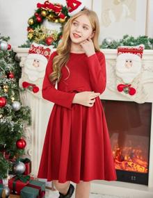 img 1 attached to A Stylish And Comfortable Arshiner Girls' Long Sleeve A-Line Skater Dress With A Playful Bow Tie
