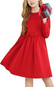 img 4 attached to A Stylish And Comfortable Arshiner Girls' Long Sleeve A-Line Skater Dress With A Playful Bow Tie