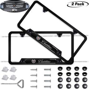 img 3 attached to 2-Pieces Cadillac Logo Stainless Steel Resin License Plate Frame