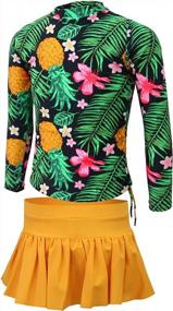 img 4 attached to Girls Pineapple Long Sleeve Rash Guard 2-Piece Swimsuit With Pants (FBA)