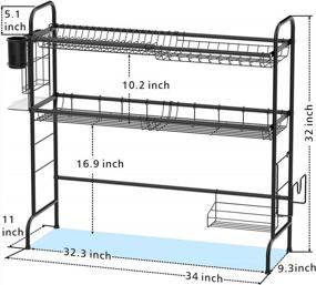 img 2 attached to PACKISM Over The Sink Dish Rack, 2 Tier Dish Drying Rack With Utensil Holder Stainless Steel Dish Drainer, Large Over Sink Dish Rack Shelf For Kitchen Countertop Organizer, Non-Slip, Black