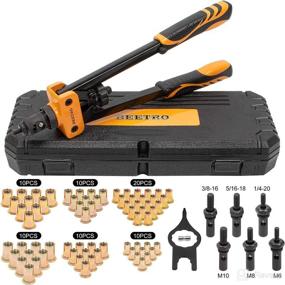 img 3 attached to 🔧 BEETRO 14’’ Rivet Nut Tool, High-Quality Hand Rivet Nut Gun with 7 Metric & Inch Mandrels, 70pcs Rivet Nuts Set, Including Wrench, Two Lock Pins, and Gloves