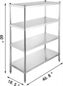 img 3 attached to Organize Your Space With Heavy Duty 4-Tier Stainless Steel Shelving Unit - Ideal For Kitchen, Garage, Or Office Storage - Holds Up To 330Lbs Per Shelf!
