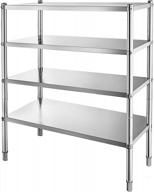 organize your space with heavy duty 4-tier stainless steel shelving unit - ideal for kitchen, garage, or office storage - holds up to 330lbs per shelf! logo