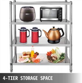 img 1 attached to Organize Your Space With Heavy Duty 4-Tier Stainless Steel Shelving Unit - Ideal For Kitchen, Garage, Or Office Storage - Holds Up To 330Lbs Per Shelf!